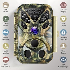 BLAZEVIDEO Game & Trail Camera HD 4K Video & 32MP Photo with 100ft Night Vision Motion Activated 0.1s Trigger Speed Waterproof for Home Security, Outdoor Wildlife Scouting