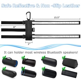 EDUPLINK Large Portable Speaker Mount, Shockproof Wireless Speakers Holder, Adjustable Long Strap for Most Speakers Compatible JBL, Sony, Bose for Golf Cart Bike UTV Wakeboard (Luminous)