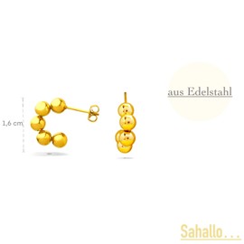 Sahallo Earrings Hoop Earrings Gold Modern Ball Women's Earrings Made of Stainless Steel 18 K Gold-Plated Fashion Jewellery with Earrings Jewellery Box Fashion Stylish Gift Earrings Ladies Women,
