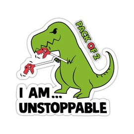 SHOP A THING - I am Unstoppable Dino Stickers – Vinyl Bumper Sticker for Car, Van, & SUV – Waterproof Decal for Waterbottle and Laptop – Removable Cup Decal SAT - 097
