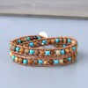 KELITCH Turquoise Beaded Bracelet Hand-Braided Cuff Leather Bracelet Fashion Wrap