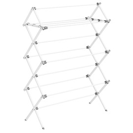 SONGMICS Foldable Clothes Drying Rack, Laundry Drying Rack, Clothes Airer, Steel Frame, 14.6 x 36.6 x 53.2 Inches, Easy Assembly, Indoor Outdoor Use, Pearl White ULLR771W01