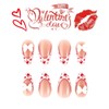 Rchovsam Medium Almond Press on Nails Valentine's French Nails Press
