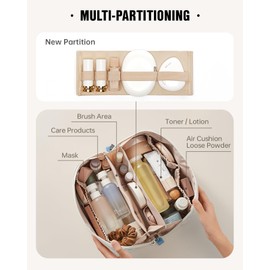 EACHY Travel Makeup Bag,Large Capacity Cosmetic Bags for Women,Waterproof Portable Pouch Open Flat Toiletry Bag Pattern Makeup Bag (C-Blue-Large)