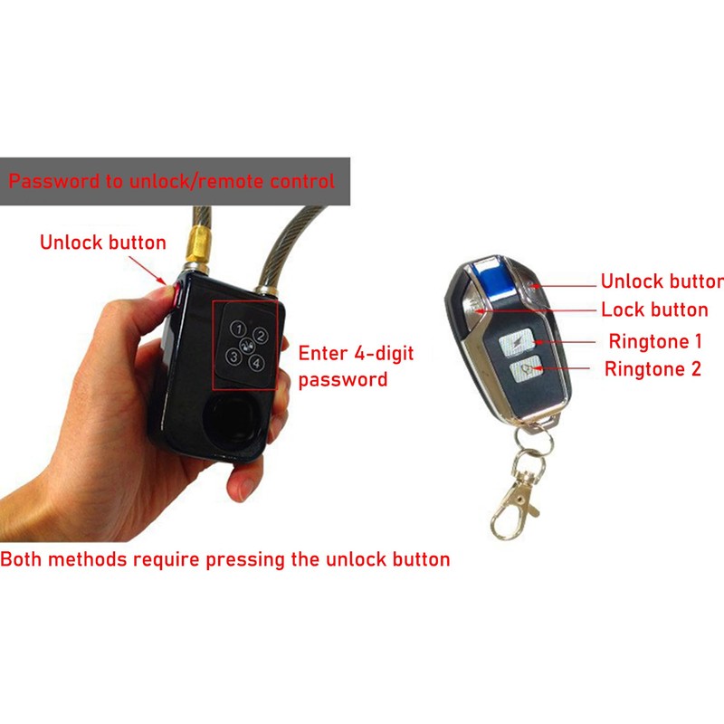 Mengshen Waterproof Bike Alarm Lock with GPS Tracker‌ 110dB Loud