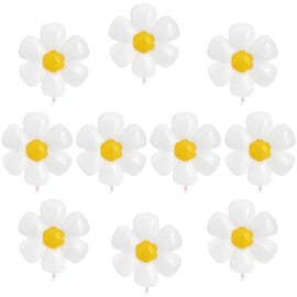 Elaliyi Daisy Balloons 10 Pcs Daisy Flower Balloons White Flower Balloons Daisy Aluminum Foil Balloons for Daisy Birthday Party Decorations