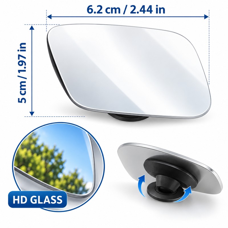 Wide-Angle Blind Spot Mirrors for Cars – 2-Pack 360° Adjustable