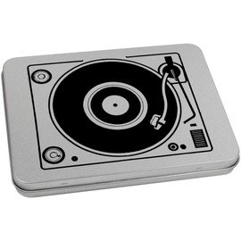 Azeeda 170mm 'Vinyl Record Player' Metal Hinged Tin/Storage Box (TT00230732)