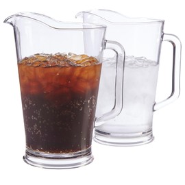 US Acrylic Bistro Clear Pitcher 64 oz Unbreakable Tritan | Set of 2 Beer Pitchers | Reusable, BPA-free, Made in the USA