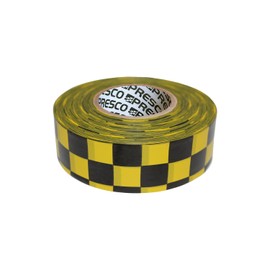 Presco Checkerboard Patterned Roll Flagging Tape: 1-3/16 in. x 300 ft. (Yellow and Black Checkerboard) [NON-ADHESIVE]