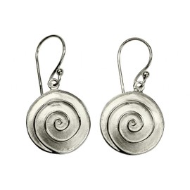 SILBERMOOS Jewelry Women´s Earrings Hook Dangle Drop Circle Medusa Round Raised Spiral Matt 925 Sterling Silver