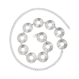 YooAi Chian Belt for Women Fashion Boho Metal Waist Body Chain Circle Link Belt Silver 105