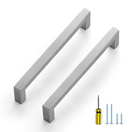 Ravinte 10 Pack Square Cabinet Pulls 6-1/4 Inch Brushed Nickel Kitchen Cabinet Handles Silver Kitchen Hardware for Cabinet Satin Nickel Drawer Pulls Drawer Handles Come with Screwdriver