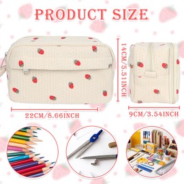 MOTIBACK Pencil Case Girls, beige, strawberry pattern