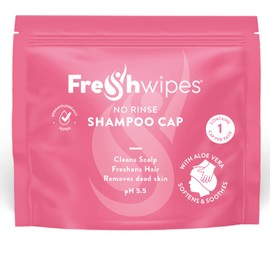 FreshWipes Shampoo Cap, An easy way to wash hair when you can't shower. Pack of 1, Microwaveable Hat with Conditioner. No Rinse, Elderly Disabled, Festivals