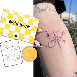 Boldink Semi-permanent tattoos, realistic fake tattoos, last 7-15 days, waterproof non-reflective temporary tattoo stickers, cruelty-free, uniquely designed exquisite packaging（Stars 1）