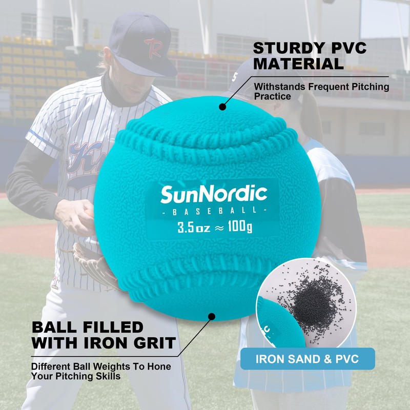 SunNordic 6/9 Pack Plyometric Weighted Baseball Set (3.5-16/35/53/70 oz) -