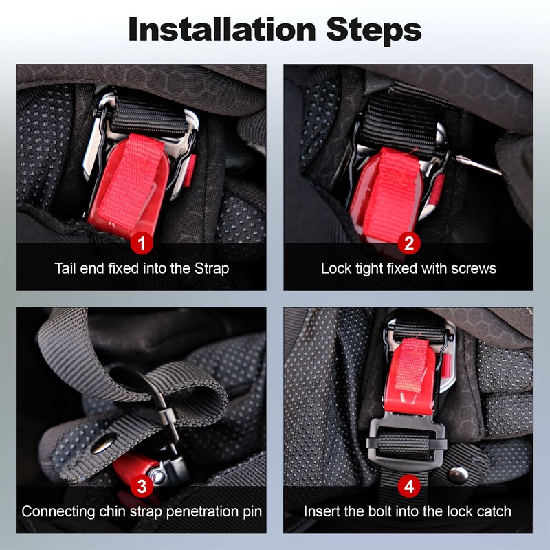 TOKCKYBL Universal Helmet Quick Release Buckle Kit - Stainless Steel