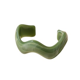 MMIUAEG Creative Wave-shaped Opening Cuff Bracelets Statement Colorful Geometric Chunky Bangle Bracelets Acrylic Resin Irregular Wristbands for Beach Vacation Jewelry-Green