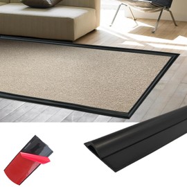 5ft Carpet to Tile Transition Strip, Self Adhesive Edging Trim, Flexible Floor Transition Strip from Carpet to Tile, Threshold Cover for Doorways with a Height Less Than 5 mm - Black