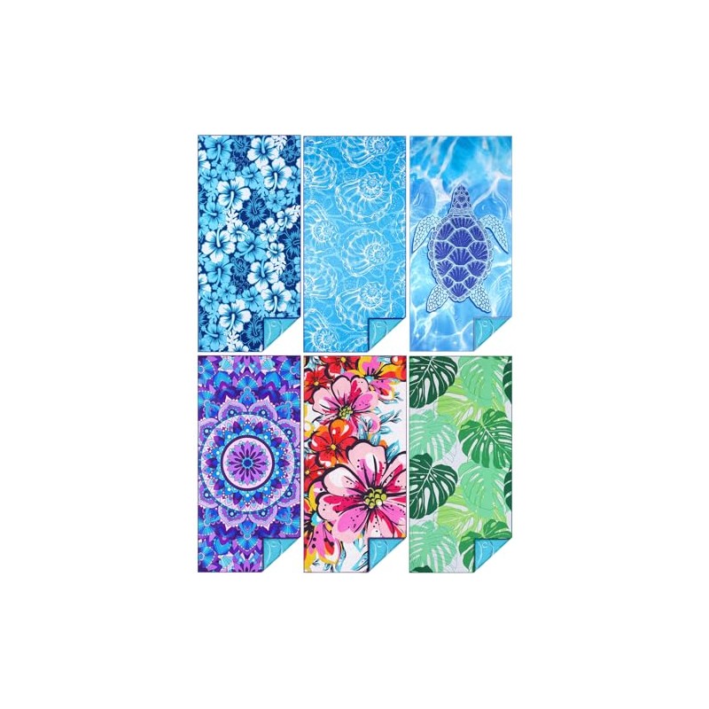 TwoYek Extra Large Microfiber Beach Towels - 6 Pack