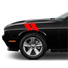 Clausen's World 4 Inch Fender Hash Mark Bars Vinyl Rally Racing Stripes, Fits Challenger, Both Sides, Red