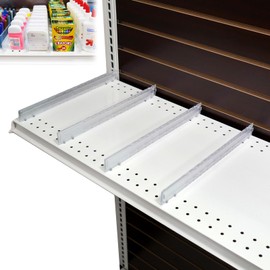 STORE FIXTURES DIRECT Adjustable Gondola Shelf Dividers - Retracting Item Organizer for Shelves 14" to 22" D - 50 Pack