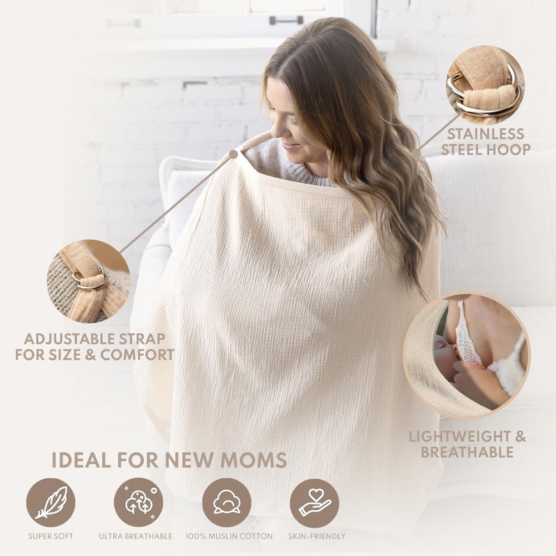 Nursing Cover for Breastfeeding Privacy Protection Breathable Cotton Multi Use