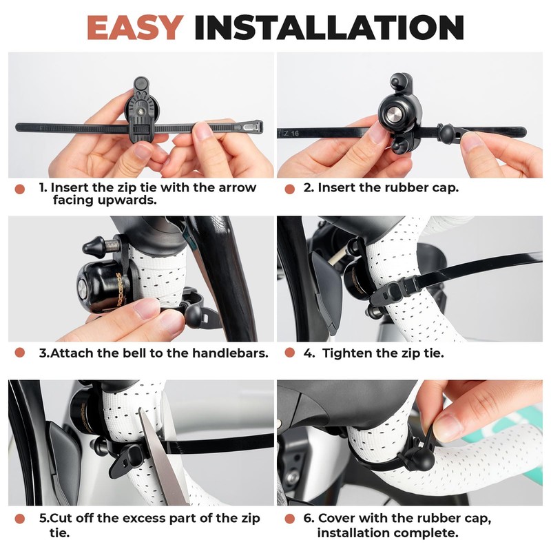 ROCKBROS Bicycle Bell with Double Knocker, Clear Loud Bicycle Bell,