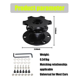 Polcatay Steering Wheel Adapter, 6 Hole Racing Modification Steering Wheel Device, Quick Release Detachable Hub Adapter, Universal for Most Cars Motorsport Rally Repair Accessories (Black)