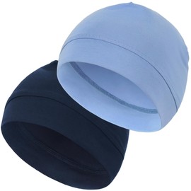 Simapu Cotton Skull Cap, Skull Caps for Men Women, 2-Pack Lightweight Beanie Running Cycling Breathable Helmet Liner Night Cap Sleep Hats