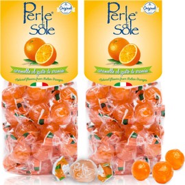 Perle di Sole Orange Hard Candy Made in Italy - Italian Hard Candy Individually Wrapped - Fizzy Orange Candies - Citrus Candies - Pack of 2 (7.05 oz | 200 g)