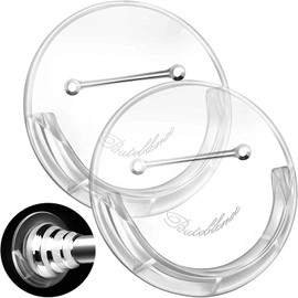 Adhesive Curtain Rod Holder -Screwless, Nail Free Shower Rod Holders for Wall - Clear Closet Rod Holders, Curtain Rod Brackets No Drilling - Upgraded 2 Pieces, Rod Not Included.