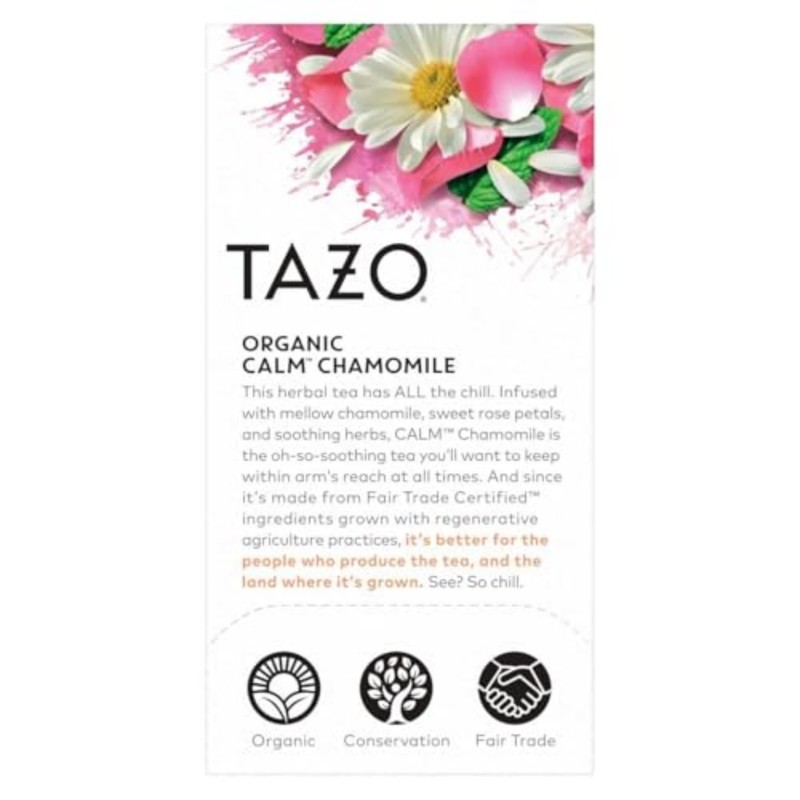TAZO Calm Chamomile Herbal Tea Bags, Caffeine Free Blend, 16