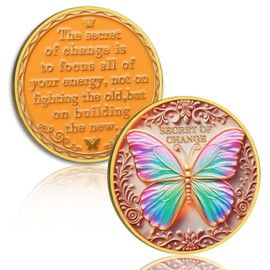 Exquisite Butterfly Sobriety Coin, Secret of Change Recovery Medallion, Clean NA AA Chip - Non-Religious Sobriety Gift for Women