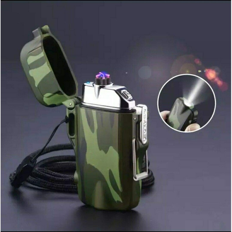 Waterproof Dual Arc Electric Plasma Lighter & Led Flashlight Combo