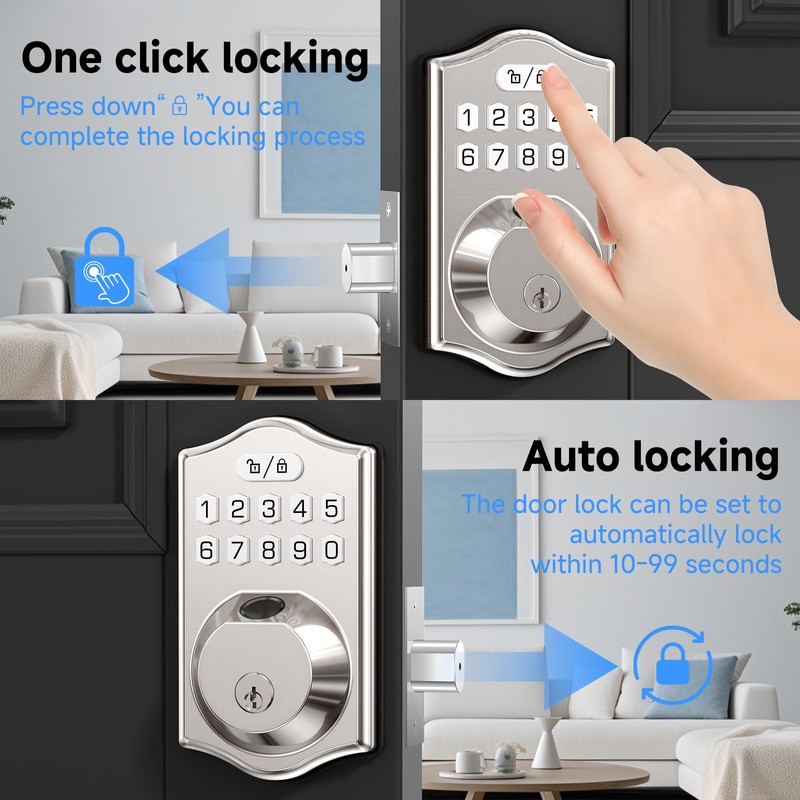 keyless Entry Door Lock deadbolt with Handle Set- Front Door