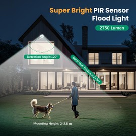 Aigostar 30 W LED Spotlight with Motion Sensor Outdoor, 2 Pieces, 2750 lm, 4000 K Natural White Outdoor Spotlight, IP65 Waterproof Spotlight, Floodlight for Indoors, Garden, Courtyards, Home, Garage
