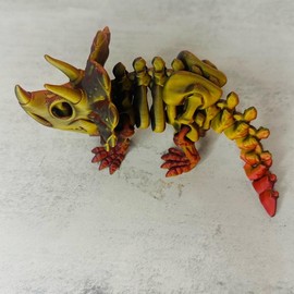 Dino Skeletons - Multicolored Variations- Desk Ornament - Gift Idea - 3D Printed - Color: Matte Fire Triceratops