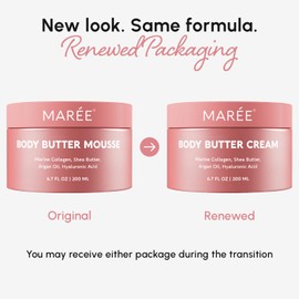 MAREE Moisturizer Body Butter Cream - Whipped Body Butter for Women Smell Good - Facial Moisturizer for Dry Skin - Face Hand Body Cream for Women & Men with Marine Collagen, Shea Butter & Argan Oil