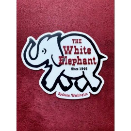 WHITE ELEPHANT Spokane since 1946  Decal Vinyl Sticker NEW 4 x 3.15" die cut