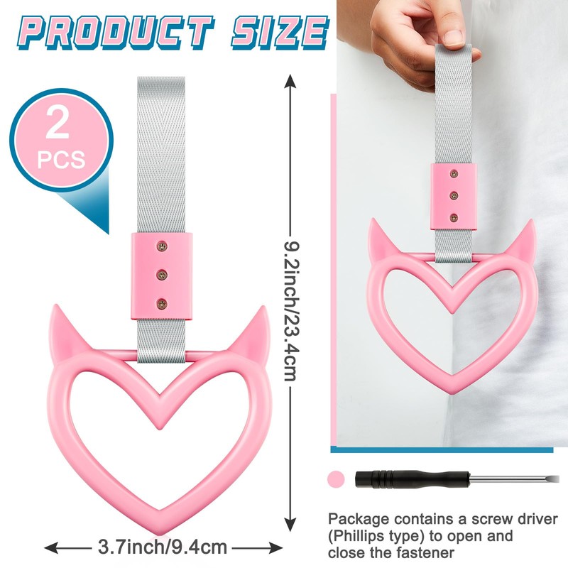 Fabbay 2 Pieces Heart Handle Keychains Car Accessory Heart Hand