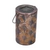 LED Solar Lantern Retro Iron Hollow Portable Warm Light Outdoor