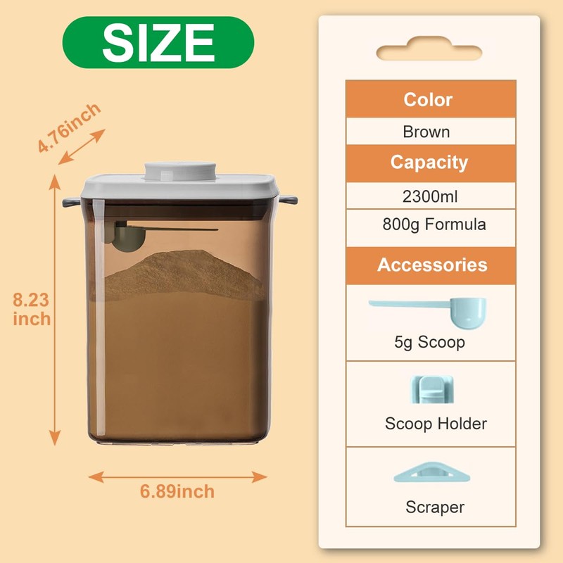 Ankou One-Push Formula Container, 2300ml Formula Dispenser with Scoop and
