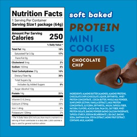 HighKey Protein Chocolate Chip Cookies - Low Sugar, High Protein Keto Snack 3-Pack, 2.25oz, Low Carb Gluten Free Cookies with Oat Fiber, Healthy Sweet Treat