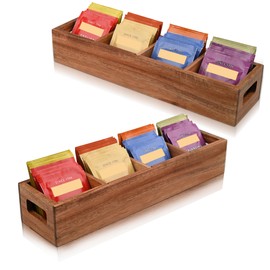 Chicvilla Acacia Wood Tea Bag Organizer with 4 Slots – Tea Bag Holder and Tea Organizer, Sugar Packet Storage for Countertops (2)