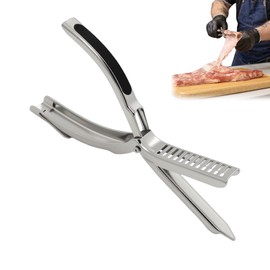 BBQ Rib Skinner & Membrane Remover - Ergonomic Rib Prep Tool with Boning Tongs, Stainless Steel Non-Slip Grip, Dishwasher Safe BBQ Grilling Accessory