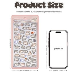 3D Puffy Stickers - Cartoon, Kawaii Cat Themed, Reusable for Camera,Scrapbooks, Planners, Journals, Laptops & Phone Cases