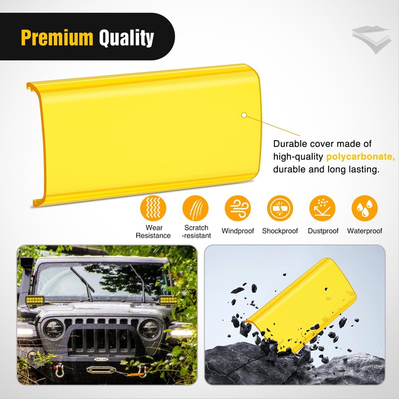 Nilight 6.5 Inch LED Light Bar Cover 2 PCS Amber