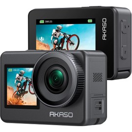 AKASO Brave7 Action Camera 4K60fps 20MP IPX8 Waterproof 10M Underwater Camera 6-Axis Image Stabilization Voice Control Function External Microphone Compatible Action Cam Sports Portrait Shooting with Remote Control (Upgraded Version)